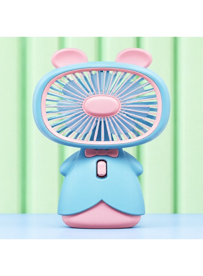 Cute Mouse Handheld Fan, Blue Portable Mini Cooling Fan for Kids