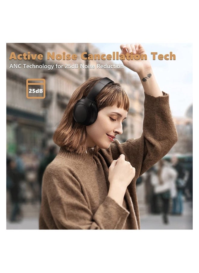 Active Noise Canceling In-Ear Headphones Bluetooth 5.0 Wireless 40 Hours Long Battery Life ANC 25dB Noise Cancellation CVC 80 Microphone for Phone and TV, Hi-Fi Sound, USB Type-C Fast Charging