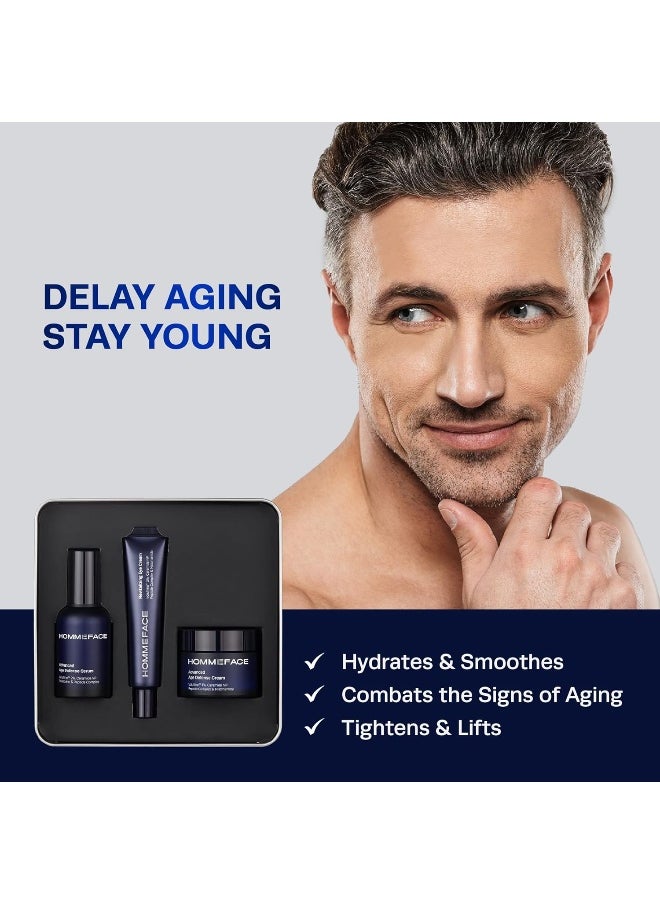 HOMMEFACE Advanced Age Defense 3-Step Anti-Aging Skincare Set For Men - Facial Serum, Eye Cream & Face Cream  - Image 4