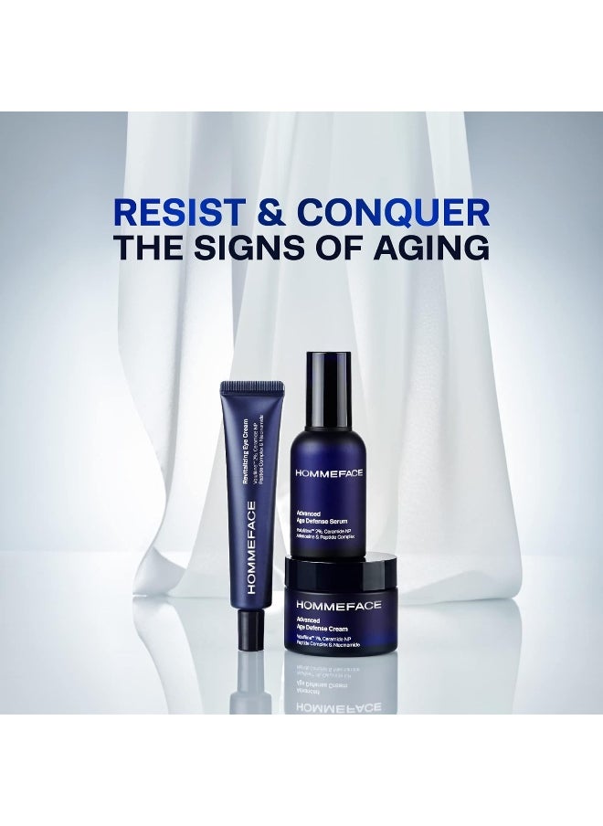 HOMMEFACE Advanced Age Defense 3-Step Anti-Aging Skincare Set For Men - Facial Serum, Eye Cream & Face Cream  - Image 3
