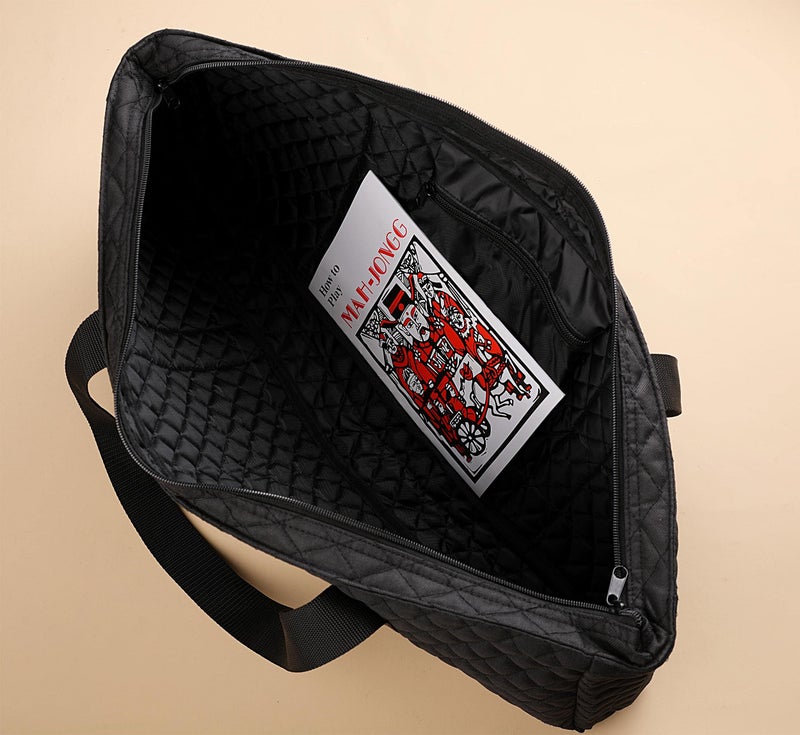 Mose Cafolo American Mahjong Game Set - Black Quilted Soft Bag 166 Premium Tiles with 4 All-in-One Rack/Pushers,100 Chips, Wind Indicator, English Manual. Easy Carry Complete Classic Mah-Jongg Set - Image 4