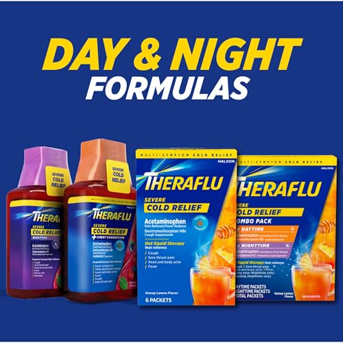 Theraflu Severe Cold and Cough Nighttime and Daytime Cough and Cold Medicine, Berry Flavor - 8.3 Fl Oz Syrup x 2 - Image 4