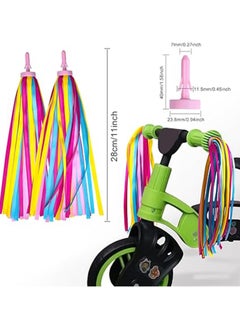 Generic (Yellow-pink) Bicycle Streamers Children Bicycle Tassels 1 Pair, Children's Bicycle Accessories Scooter Bicycle Tricycle Handlebar Streamers Handlebar Accessories Suitable for Girls and Boys  - Image 3