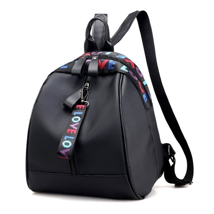 Casual Oxford Cloth Double Shoulder Womens Bag Summer 2024 Trendy Ribbon Student Girl Small Backpack Soft Zipper Closure Black 