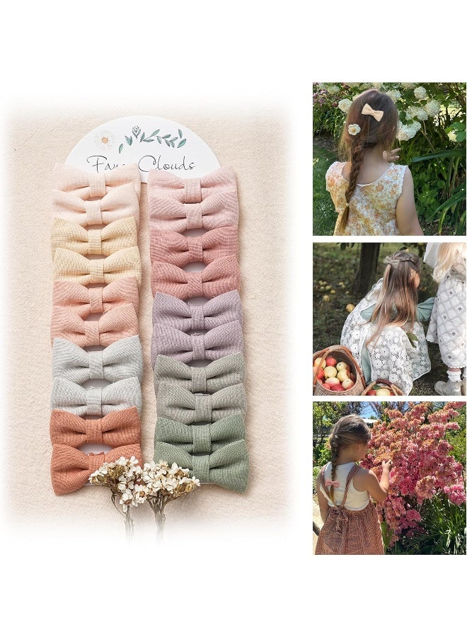 Fancy Clouds Baby Toddler Little Girls Hair Ties with Linen Bows, 20 pcs - Image 1