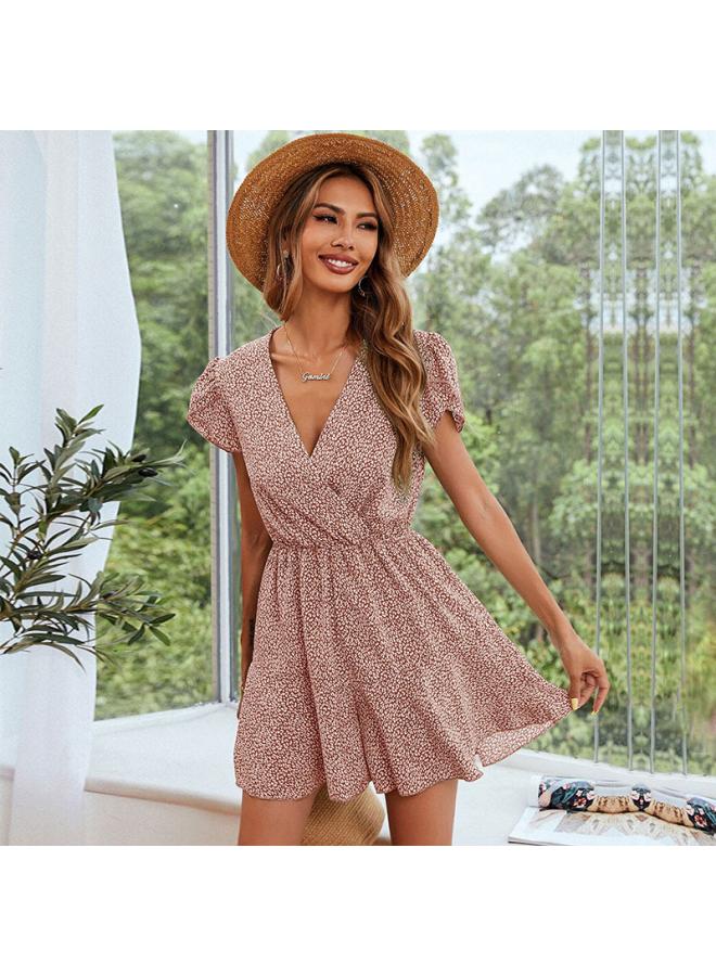 Independent Station Jumpsuit European And American Summer Women's Casual V-neck Wide-leg Jumpsuit