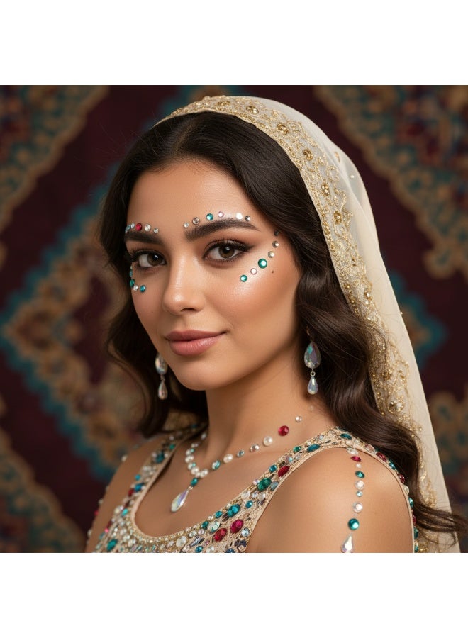 SYNSYB Shimmering Face & Hair Gems Set - Hypoallergenic Adhesive Jewels for Festival Makeup and Body Art - Image 1