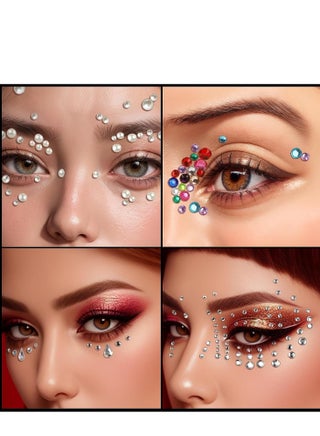 Shimmering Face & Hair Gems Set - Hypoallergenic Adhesive Jewels for Festival Makeup and Body Art - view 5