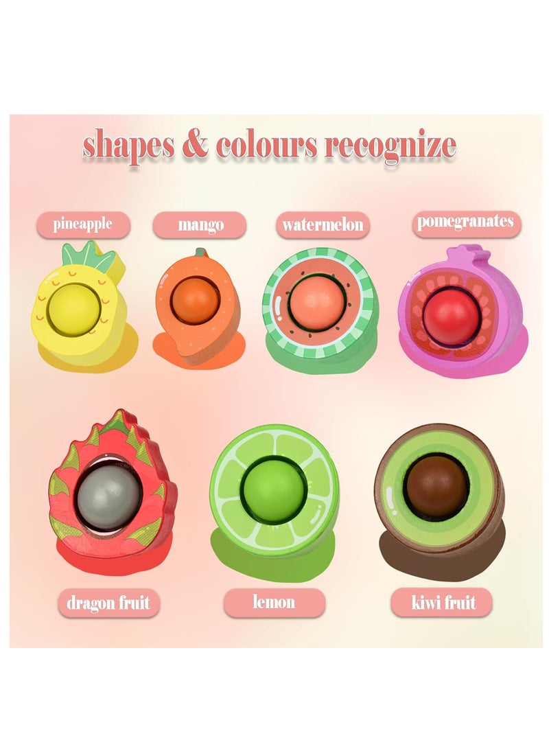 TFIXOL Wooden Fruits Toys Sets Balls in Cups Toddler Montessori Toys for 3 Year Old Up, Kids Preschool Wooden Matching Games for Learning Color Sorting and Counting - Image 3