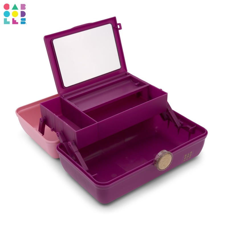 Caboodles On-The-Go Girl Makeup Box, Two-Tone Pink on Violet, Hard Plastic Makeup Organizer Box, Built-In Mirror, Secure Latch for Safe Travel, Spacious Storage for Large Items - Image 3