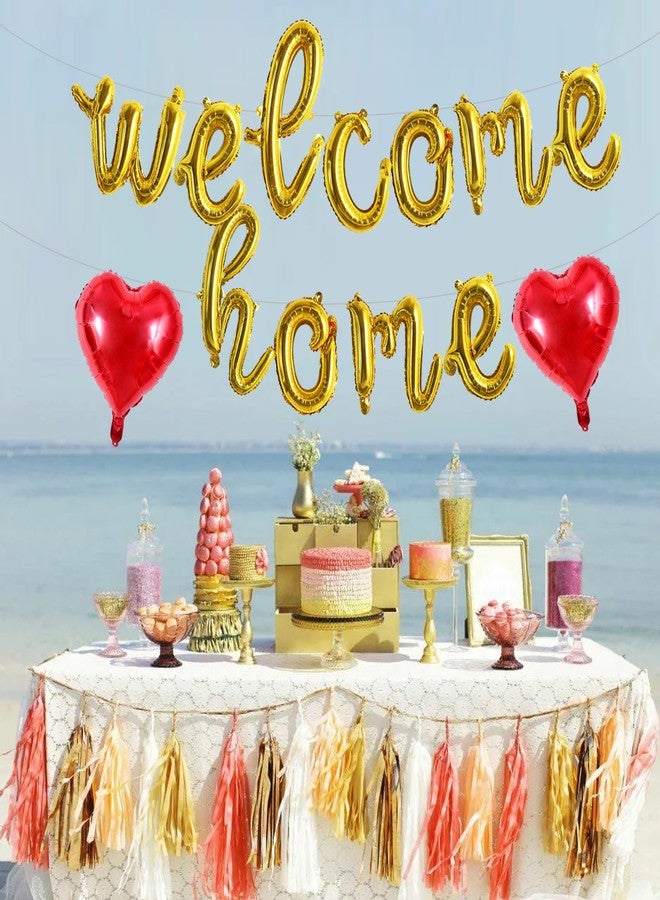 TONIFUL Welcome Home Balloons,Gold Cursive Welcome Home Foil Balloons Banner 16 Inch Welcome Home Party Decorations for Homecoming Party Decorations House Warming Party Family Gathering Supplies - Image 5