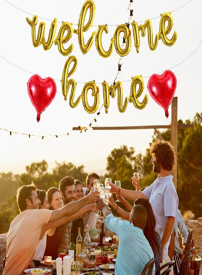 TONIFUL Welcome Home Balloons,Gold Cursive Welcome Home Foil Balloons Banner 16 Inch Welcome Home Party Decorations for Homecoming Party Decorations House Warming Party Family Gathering Supplies - Image 3