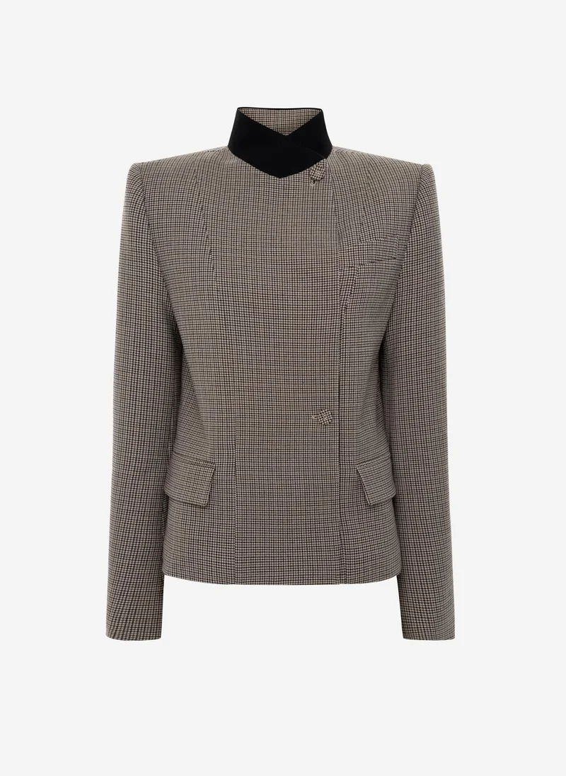 Lichi  Single-breasted checked jacket with contrasting inserts on the lapels for Women | Best Price UAE