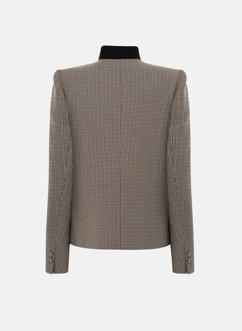 Lichi  Single-breasted checked jacket with contrasting inserts on the lapels for Women | Best Price UAE