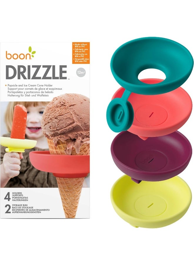 Boon Drizzle Ice Pop Holders for Kids - Includes 2 On-The-Go Travel Cases - Catches Drips Before They Drop - Frozen Pop and Ice Cream Holder for Summer Days and Birthday Ice Pop Party - 4 Count - Image 1