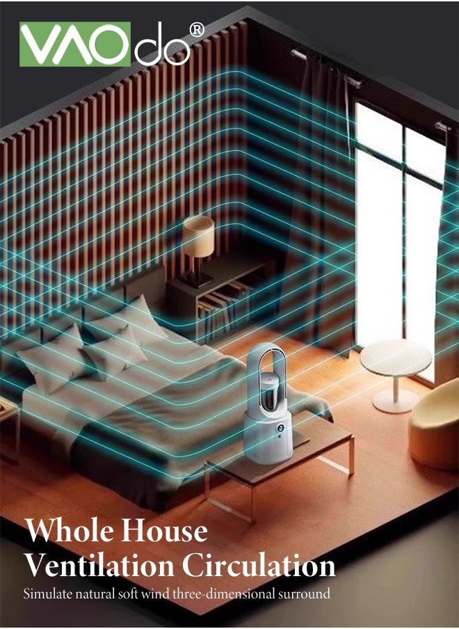 مروحة برج الضباب البارد مروحة مكتبية مكيفة مع مرطب مروحة بـ 6 سرعات للرياح مع ضوء ليلي LED بـ 7 ألوان ومروحة مكتب قابلة لإعادة الشحن USB بقدرة 2200 مللي أمبير في الساعة ومروحة طاولة بشاشة عرض LED