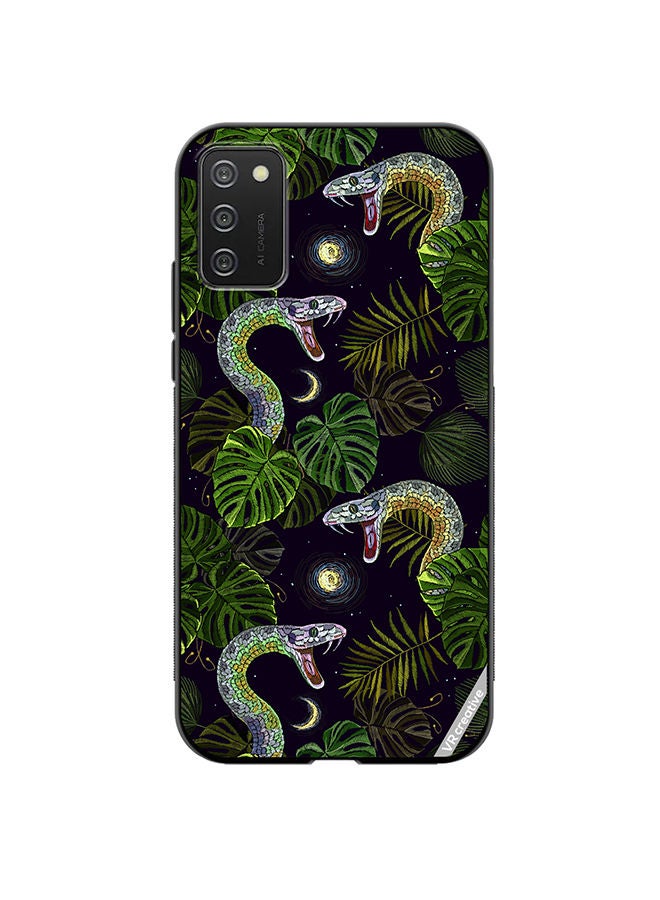 VR CREATIVE Protective Case Cover For Samsung Galaxy A02s Embroidery Snakes, Night Sky And Tropical Palm Leaves Design Multicolour - Image 1