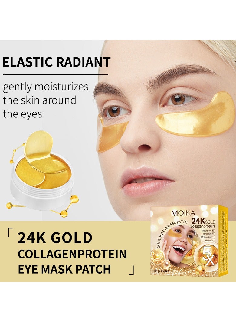 MOIKA 60Pcs 24K Gold Under Eye Treatment Masks(30 Pair),Natural Gel Collagen Under Eye Patches for Eye Bags & Anti-Aging Treatment,Reduces Dark Circles,Puffiness,Wrinkles,Hydrogel Eye Patch  - Image 2
