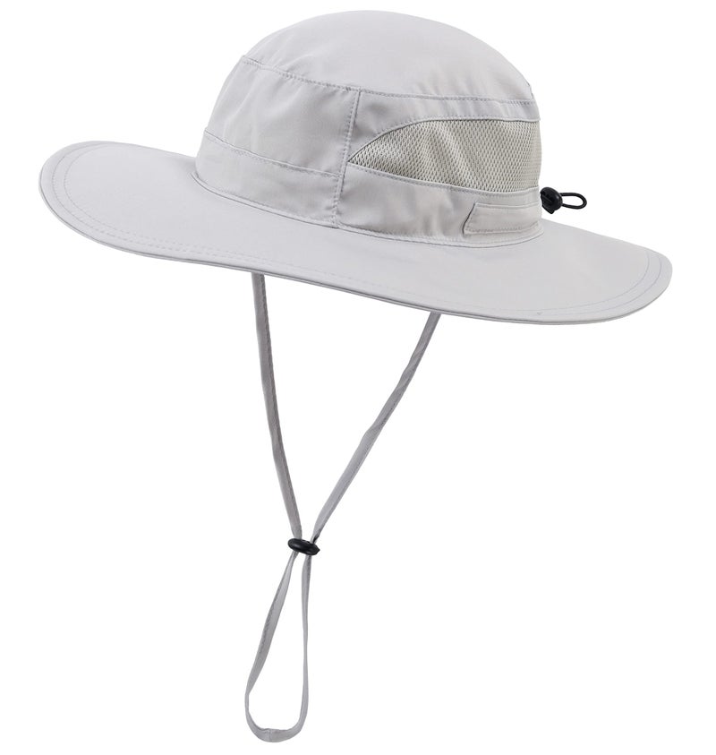 Connectyle Womens Sun Hat Outdoor Wide Brim Boonie Sun Hat Summer Beach Hats UV Protection Fishing Safari Cap Light Grey - Image 1