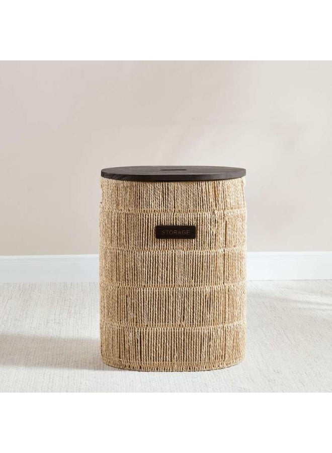 Pan Home سلة غسيل طبيعية بغطاء خشبي - Image 3