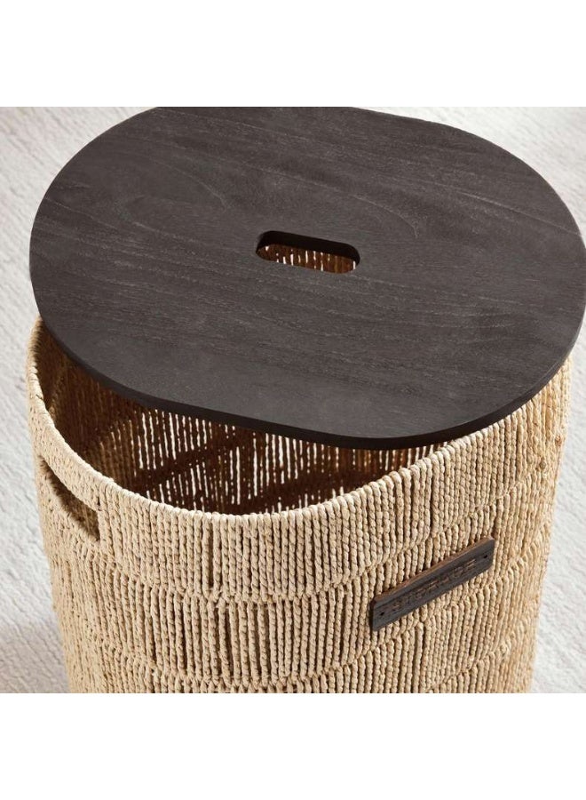 Pan Home سلة غسيل طبيعية بغطاء خشبي - Image 2
