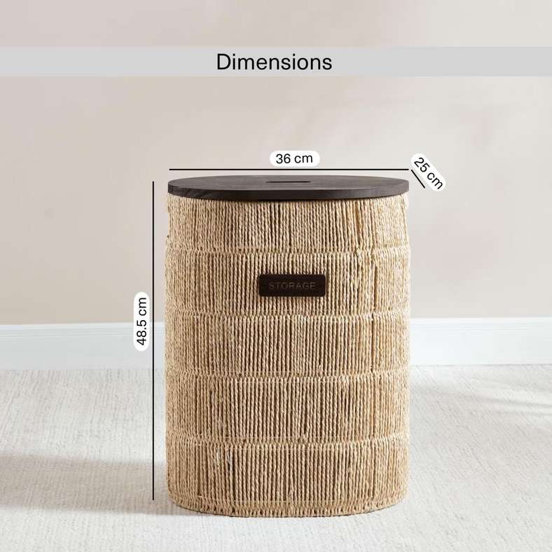 Pan Home سلة غسيل طبيعية بغطاء خشبي - Image 5