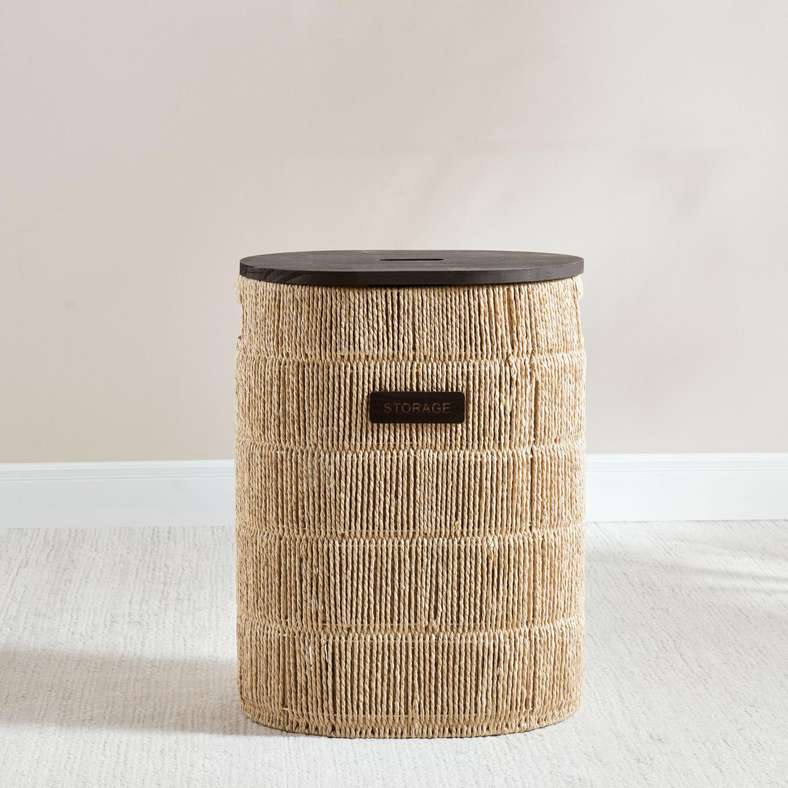 Pan Home سلة غسيل طبيعية بغطاء خشبي - Image 3