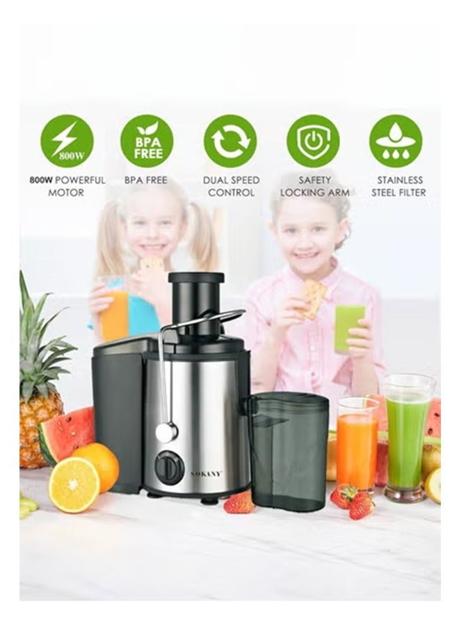 سوكاني عصارة، خلاط عصارة، محرك عالي الطاقة، عصارة عالية الإنتاجية، تحكم بسرعتين، SK-4000، فضي - Image 4
