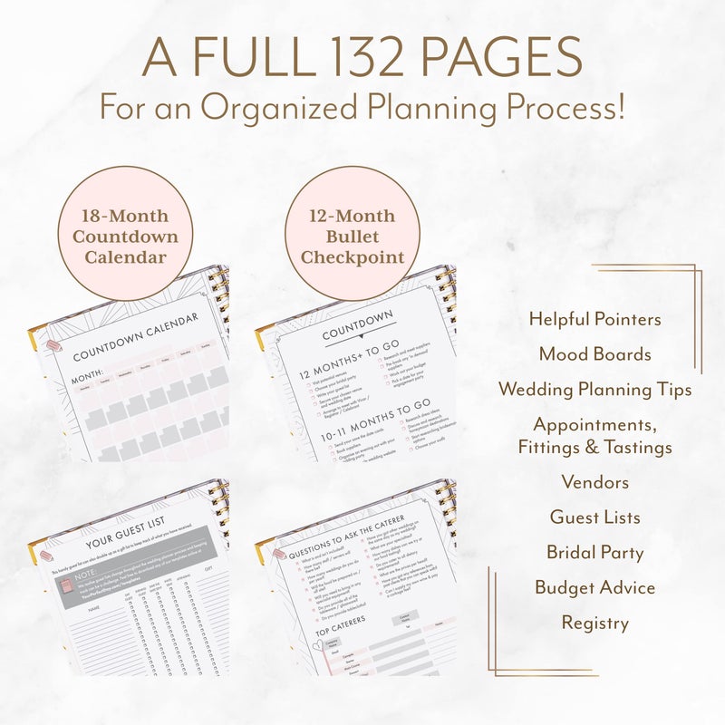 Your Perfect Day Wedding Planner Book and Organizer - Wedding Planner Book - Bridal Planning Binder with Countdown Calendar - Bride Gifts - (MARBLED) - Image 4