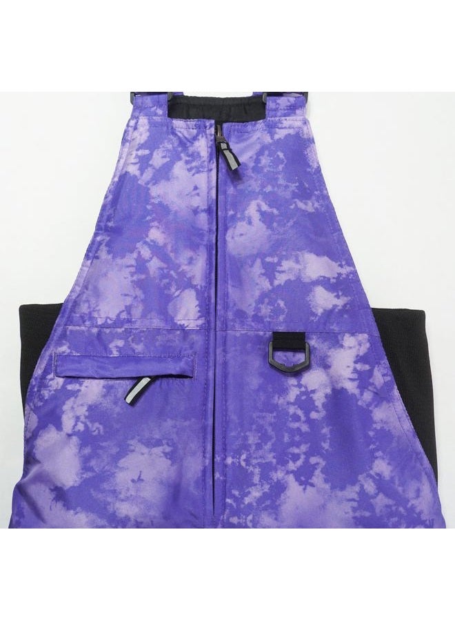 Arctic Quest Boys Classic Snow Bib Ski Pants Overalls Winter Snowsuit Water-Resistant Windproof Outdoor Rain Bib, Purple Tiedye, 10-12 - Image 4