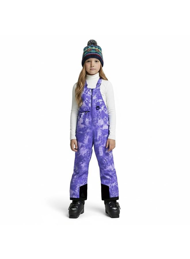 Arctic Quest Boys Classic Snow Bib Ski Pants Overalls Winter Snowsuit Water-Resistant Windproof Outdoor Rain Bib, Purple Tiedye, 10-12 - Image 1
