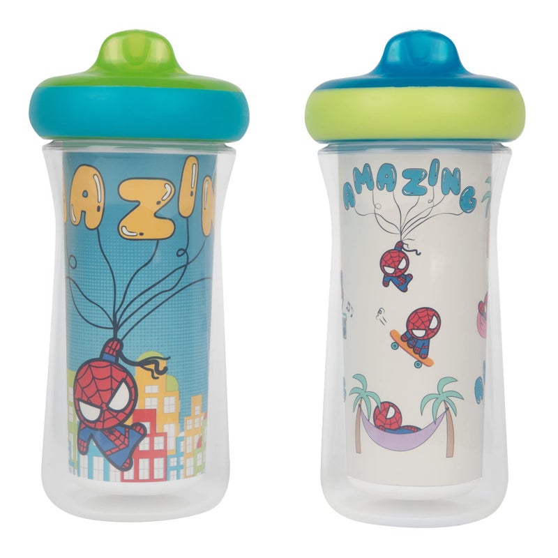 The First Years Marvel Insulated Sippy Cups Spill Proof Insulated Toddler Cups with BiteResistant Hard Spout 9 Ounces 2 Count