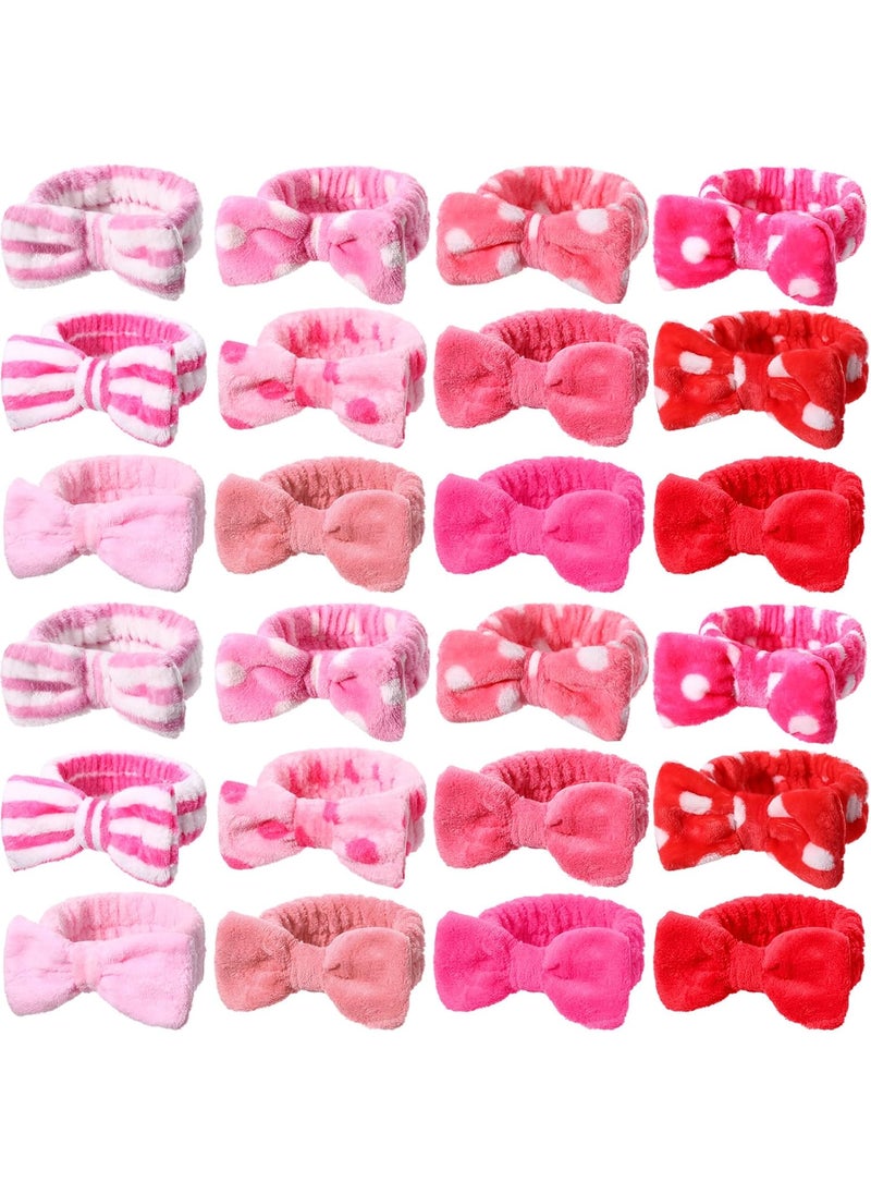 WILLBOND - WILLBOND 24 Pack Spa Headband Bow Hairband Facial Makeup Women Face Wash Adjustable Skincare Headbands Flannel Towel Soft Head Wraps for Women Shower Washing FaceCute Pattern - Image 1