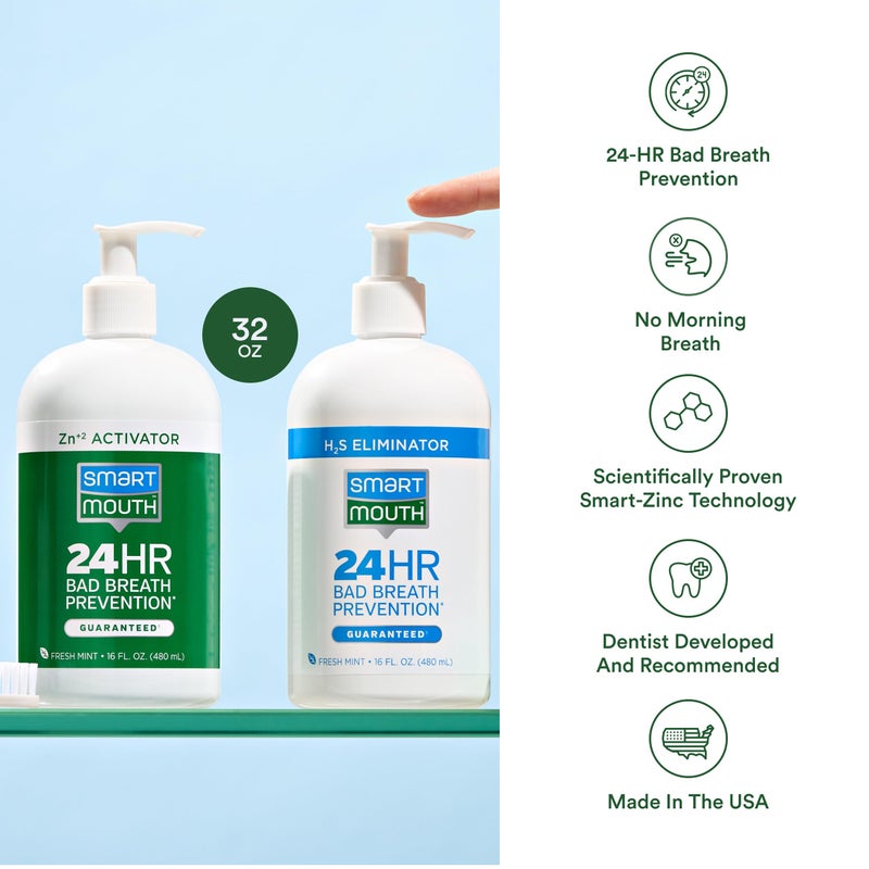 SmartMouth Original 2-Bottle Activated Mouthwash with Pumps, Bad Breath Support, 32 fl oz - Image 4