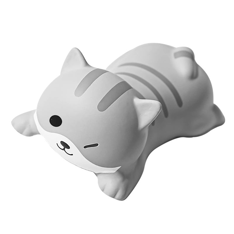 Grey Cat Cartoon Keyboard Wrist Pad Soft PU Material For Home Gaming Office Comfort - Image 2