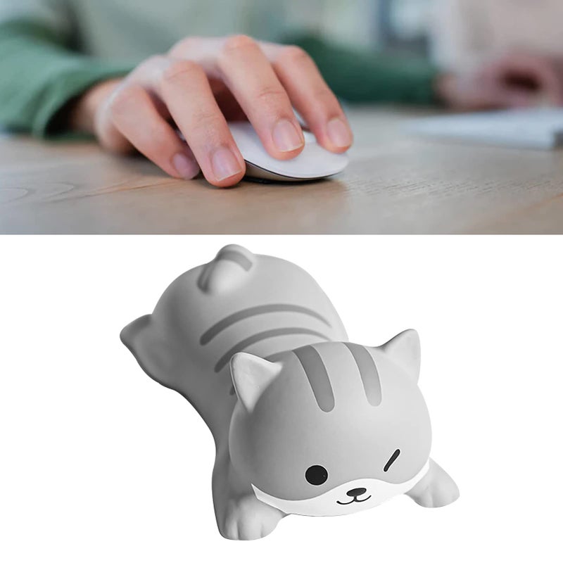 Grey Cat Cartoon Keyboard Wrist Pad Soft PU Material For Home Gaming Office Comfort - Image 5