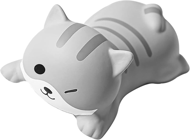 Grey Cat Cartoon Keyboard Wrist Pad Soft PU Material For Home Gaming Office Comfort - Image 1