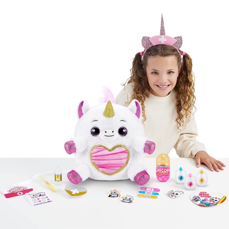 Rainbocorns Unicorn Rescue Surprise Pink by ZURU Easter Basket Stuffers Collectible Plush Stuffed Animal Egg Toys Sticker Pack Magical Slime Headband Ages 3 DJ The Unicorn Plush - Image 3