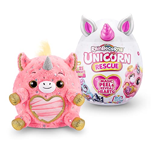 Rainbocorns Unicorn Rescue Surprise Pink by ZURU Easter Basket Stuffers Collectible Plush Stuffed Animal Egg Toys Sticker Pack Magical Slime Headband Ages 3 DJ The Unicorn Plush - Image 1