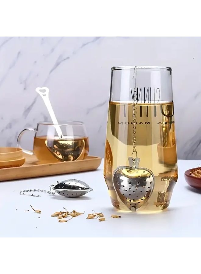 10 Pcs Stainless Steel Tea Strainer Set Heart Design Long Handle Easy To Use Durable Material For Brewing Loose Leaf Tea Home Kitchen Use - Image 5