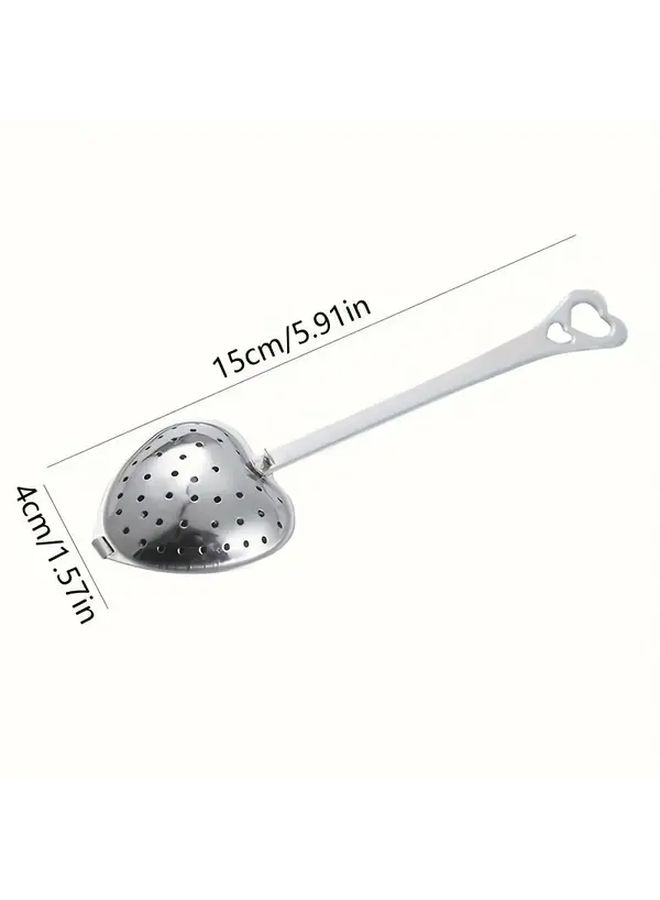 10 Pcs Stainless Steel Tea Strainer Set Heart Design Long Handle Easy To Use Durable Material For Brewing Loose Leaf Tea Home Kitchen Use - Image 3