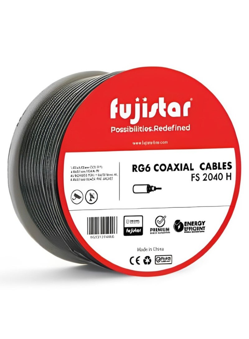 فوجي ستار الكابل المحوري FS-2040H RG6 - كابل موثوق من الدرجة الأولى 40Y لنقل الإشارات عالي الجودة (10 لفات لكل كرتونة)