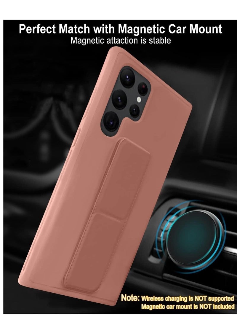 إيف غطاء حماية لهاتف سامسونج جالاكسي S24 الترا بمسند وحامل مغناطيسي للسيارة، حزام يد رأسي وأفقي من السيليكون الفاخر ومقبض مع حامل متعدد لهاتف سامسونج جالاكسي S24 الترا - Image 2