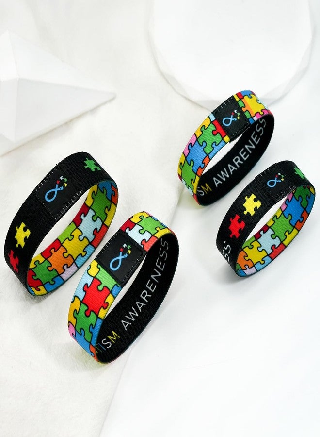 Nanafast Autism Awareness Bracelet Elastic Wristband for Women&Men Autism Awareness Jewelry Gifts-Color&Black-20MM-6.3" - Image 5