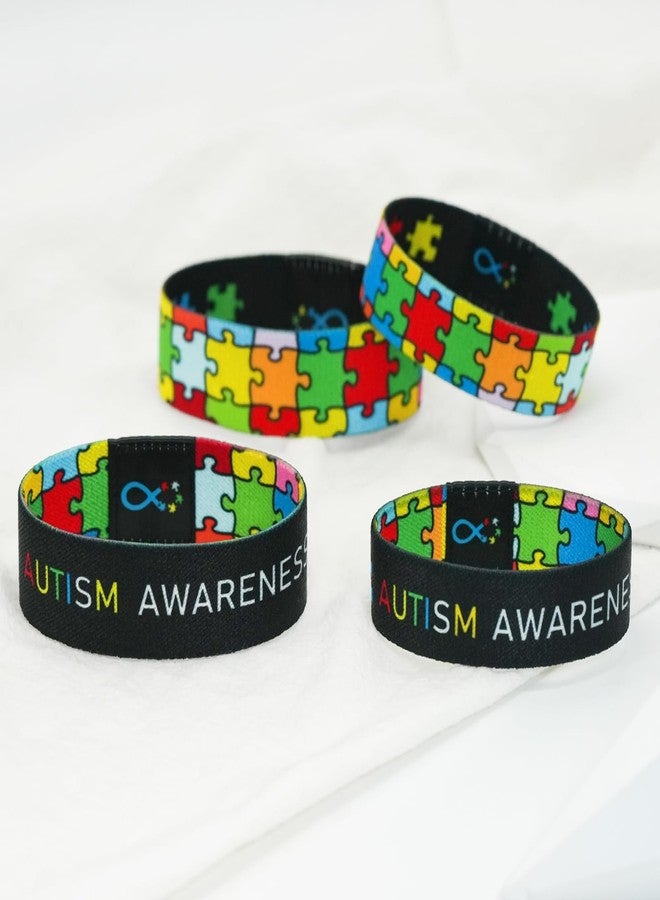 Nanafast Autism Awareness Bracelet Elastic Wristband for Women&Men Autism Awareness Jewelry Gifts-Color&Black-20MM-6.3" - Image 4