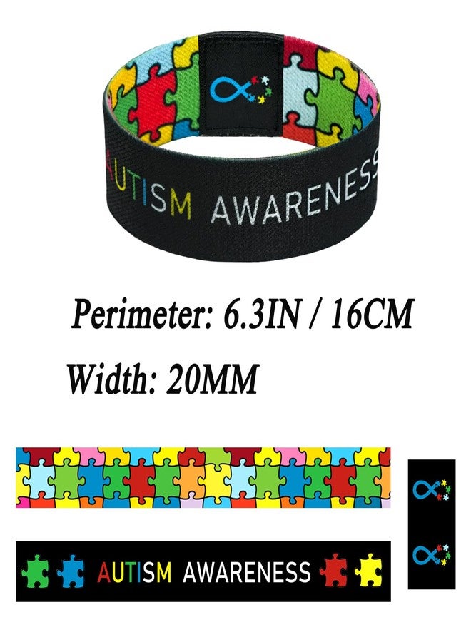 Nanafast Autism Awareness Bracelet Elastic Wristband for Women&Men Autism Awareness Jewelry Gifts-Color&Black-20MM-6.3" - Image 2