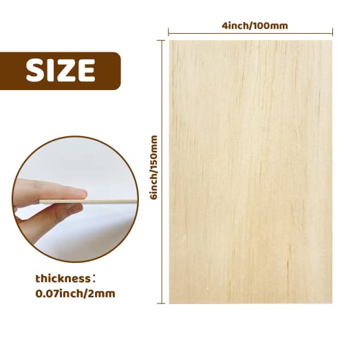 MUXGOA 20 Pcs Wood Sheets,Unfinished Balsa Wood Sheets for Crafts DIY Thin Woodsheet for Wooden DIY Ornaments,Scrabble Tiles,House Aircraft Ship Boat,School Projects(150x100x2mm) - Image 2