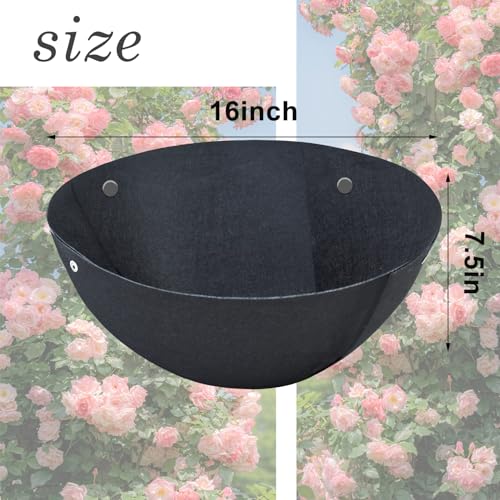Emsiok 3PCS 16 Inch Round Hanging Basket Liners Fabric Hanging Plant Liners NonWoven Planter Liners Black Felt Liners Replacement Inserts for Hanging Baskets Outdoor Plants Avoid Bird Nesting - Image 3