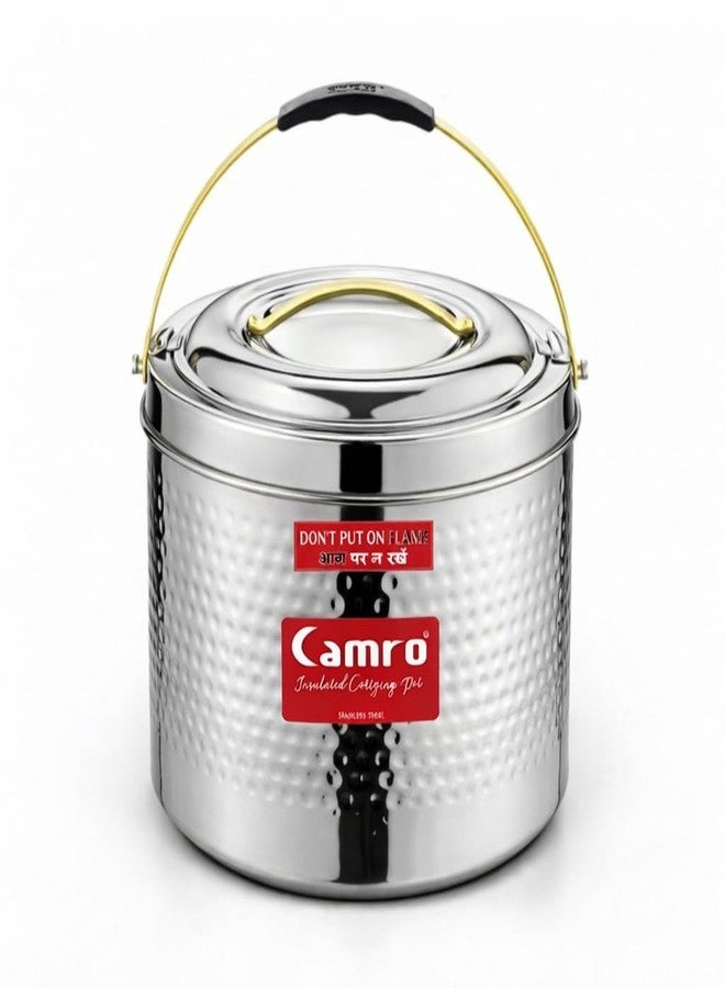 Camro Sambar Pot Hammered 7.5 Liters | Sambar Pot with Lid | Casserole for Cooking | Canteen & Hotel Casserole Container | Picnic Hot | Biryani Box Hot & Cold Serving - Image 1