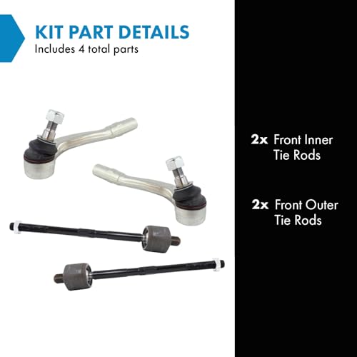 TRQ Front Inner and Outer Tie Rod Set Compatible with 2012-2015 Mercedes-Benz C250 2008-2011 C300 2008-2015 C350 2010-2014 E350 2015-2017 E400 2010-2013 E550 - Image 2
